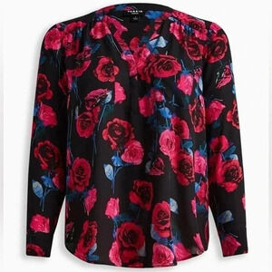 Torrid Harper Georgette Pull over Long Sleeve Blouse